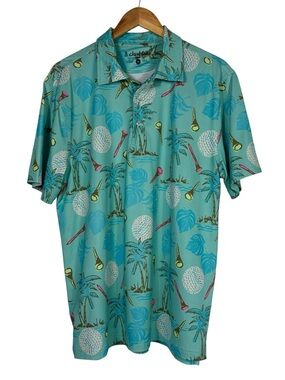 Chubbies The Bogey Monster Performance Polo Shirt Men's Medium Short Sleeve Golf